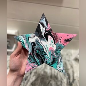 Abstract Star Canvas with Pink & Teal